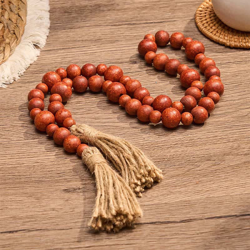 Buddha Stones Rustic Wood Bead Double Tassel Hanging Mindful Living Decor - image 10