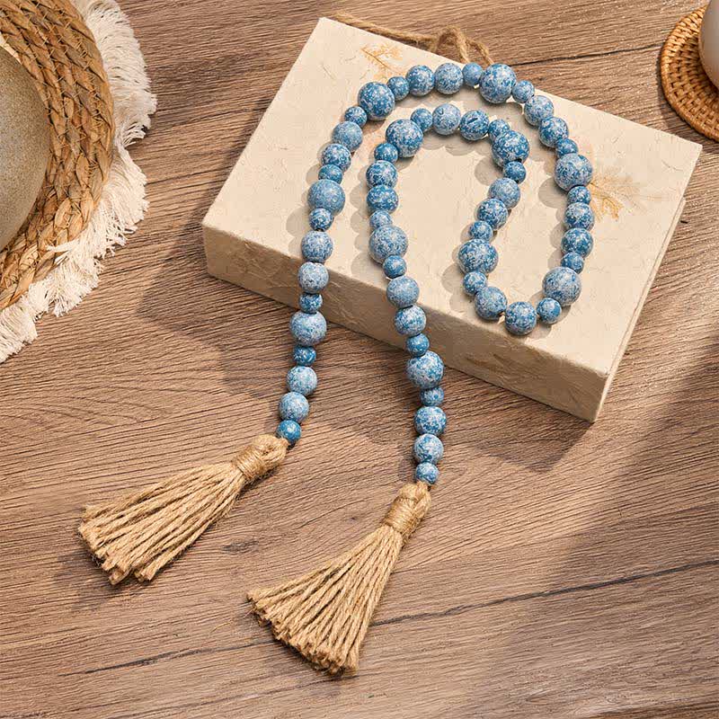 Buddha Stones Rustic Wood Bead Double Tassel Hanging Mindful Living Decor - image 17