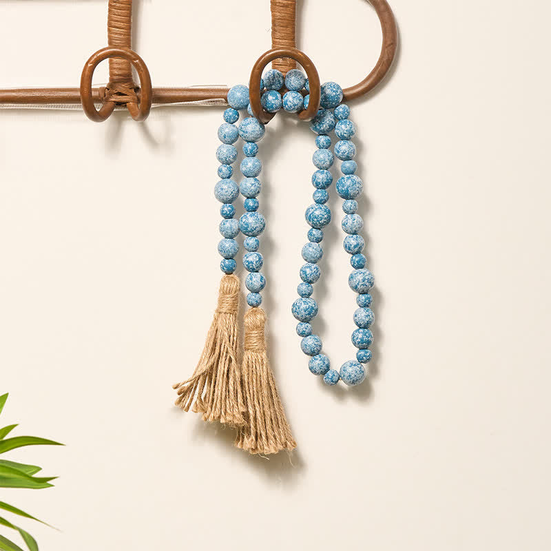 Buddha Stones Rustic Wood Bead Double Tassel Hanging Mindful Living Decor - image 22