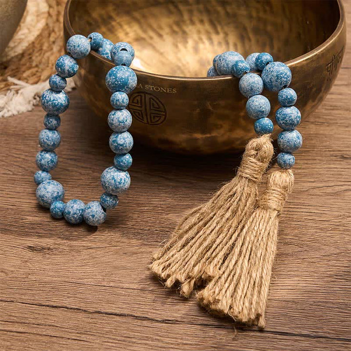 Buddha Stones Rustic Wood Bead Double Tassel Hanging Mindful Living Decor - image 21