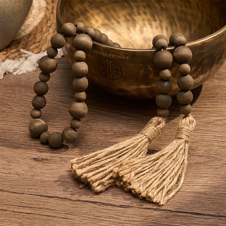 Buddha Stones Rustic Wood Bead Double Tassel Hanging Mindful Living Decor - image 5