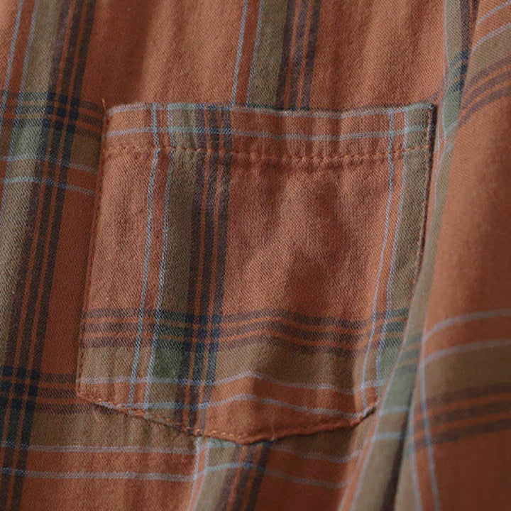 Buddha Stones Fall Casual Classic Plaid Women's Long Sleeve Shirts With Patch Pocket - image 4