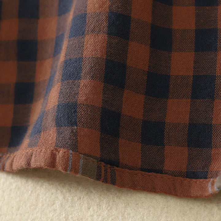 Buddha Stones Fall Casual Classic Plaid Women's Long Sleeve Shirts With Patch Pocket - image 8