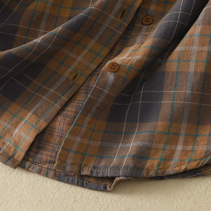 Buddha Stones Fall Casual Classic Plaid Women's Long Sleeve Shirts With Patch Pocket - image 16