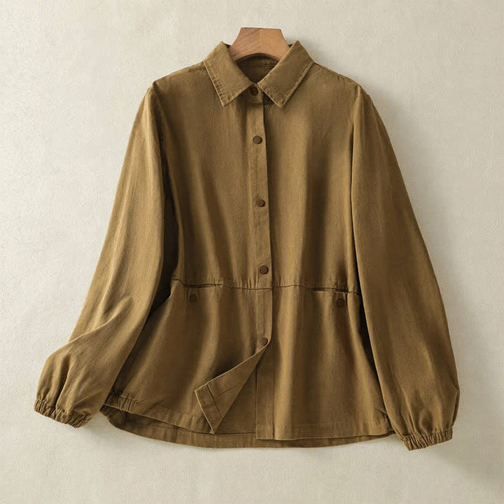 Buddha Stones Fall Casual Button-Up Solid Women's Jacket With Pockets - Peru - US12, UK/AU16, EU44 (2XL) - image 0