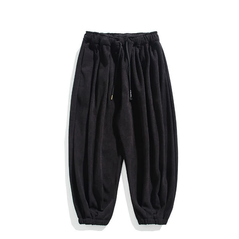 Buddha Stones Fall Winter Casual Minimalist Drawstring Solid Ankle Pants Corduroy Men's Harem Pants With Pockets - image 18
