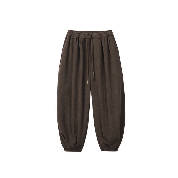 Buddha Stones Fall Winter Casual Minimalist Drawstring Solid Ankle Pants Corduroy Men's Harem Pants With Pockets - image 7