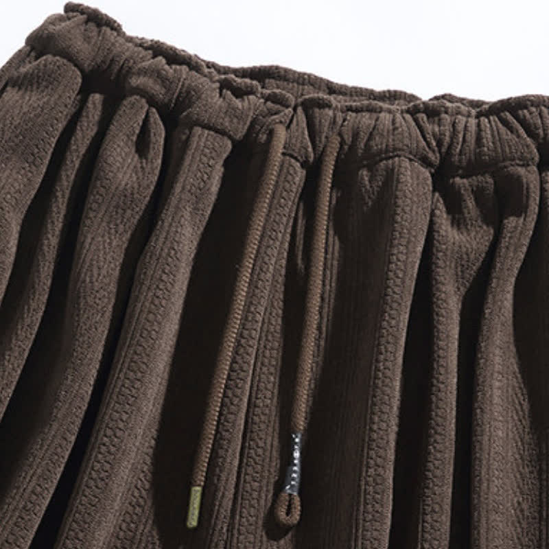 Buddha Stones Fall Winter Casual Minimalist Drawstring Solid Ankle Pants Corduroy Men's Harem Pants With Pockets - image 6