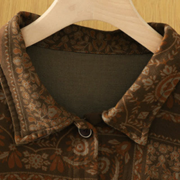 Buddha Stones Fall Vintage Boho Button-Up Abstract Women's Long Sleeve Shirts With Pockets - image 2