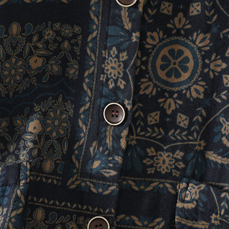 Buddha Stones Fall Vintage Boho Button-Up Abstract Women's Long Sleeve Shirts With Pockets - image 8