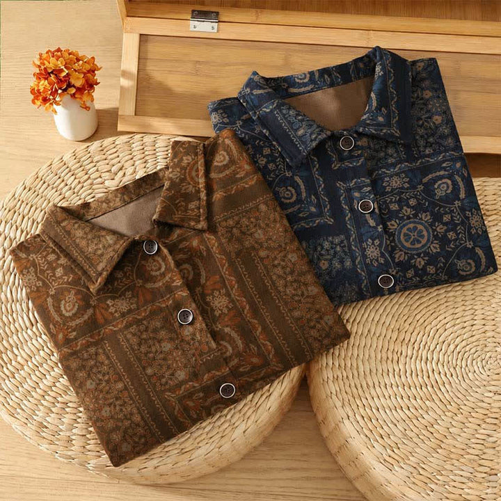 Buddha Stones Fall Vintage Boho Button-Up Abstract Women's Long Sleeve Shirts With Pockets - image 13