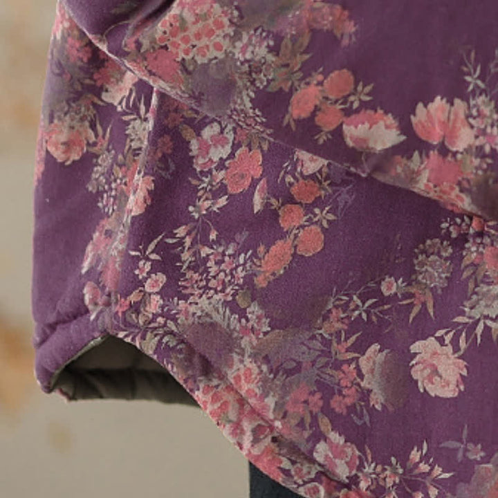 Buddha Stones Winter Elegant Tang Style Pankou Floral Print Women's Jackets - image 13