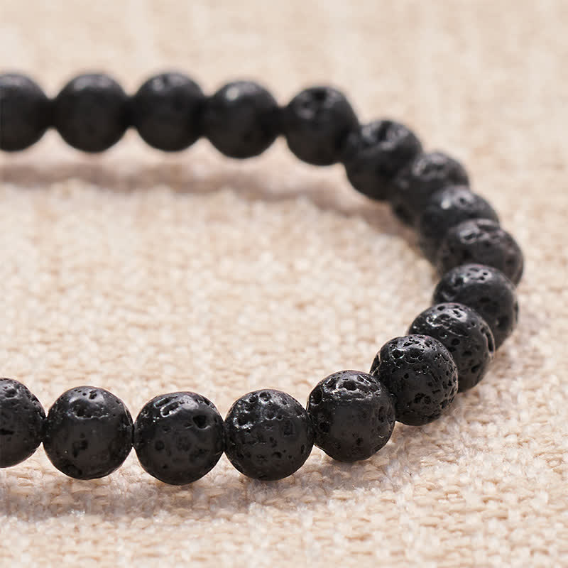 Buddha Stones Lava Rock NO EVIL Letters Round Beads Healing Bracelet - image 4