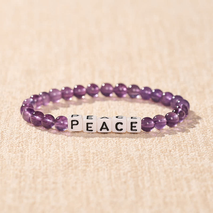 Buddha Stones Amethyst PEACE Letters Beads Meditation Bracelet - image 1