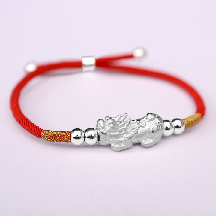 Buddha Stones 24K Gold-Plated PiXiu Luck Red String Bracelet - Red String(Silver)(Wrist Circumference 12-19cm) - 999 Sterling Silver - image 13