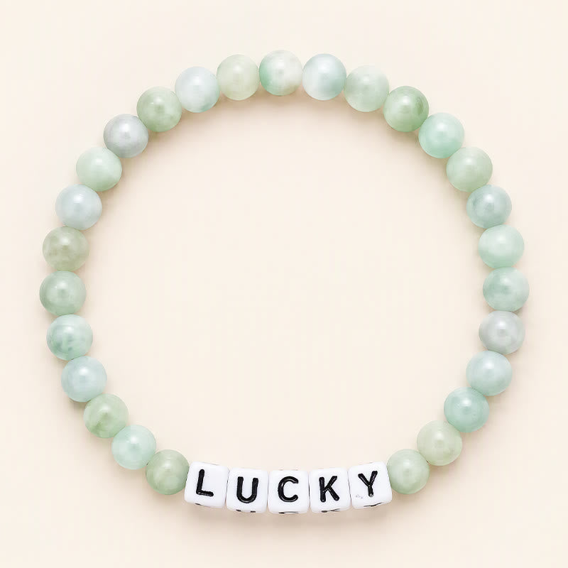 Buddha Stones Jade LUCKY Letters Beads Abundance Bracelet - Jade(Prosperity ♥ Abundance) - image 0