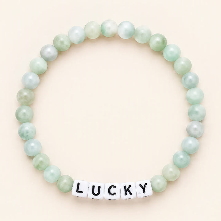 Buddha Stones Jade LUCKY Letters Beads Abundance Bracelet - Jade(Prosperity ♥ Abundance) - image 0