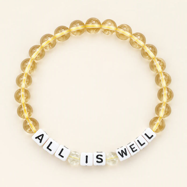 Buddha Stones Citrine Clear Quartz ALL IS WELL Letters Beads Pleasure Bracelet - Citrine(Happiness ♥ Prosperity) - image 0