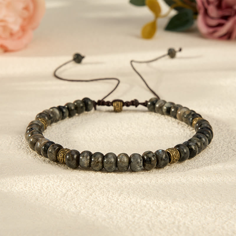 Buddha Stones Black Moonstone Vintage Abacus Bead Intuition Bracelet - Black Moonstone (Wrist Circumference: 6.3-6.7 in /16-17 cm) - image 0