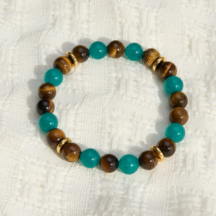 Buddha Stones Tiger Eye Amazonite Beaded Strength Bracelet - image 3