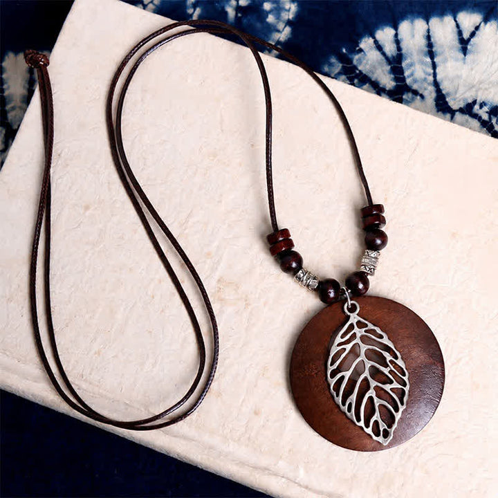 Buddha Stones Leather Wood Tree of Life Connection Pendant Necklace - image 10
