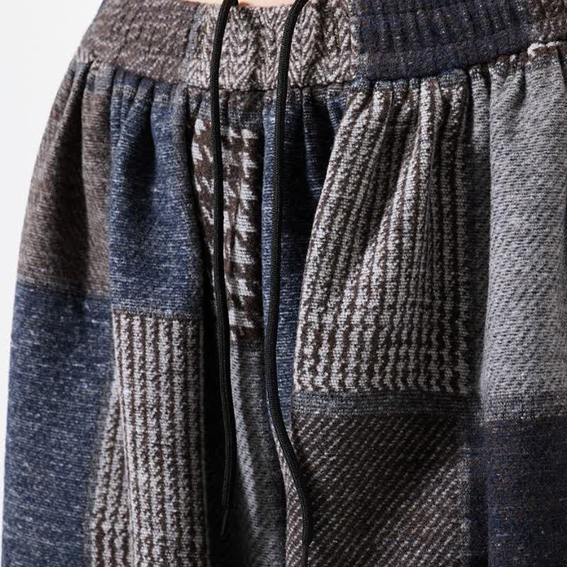 Buddha Stones Fall Winter Casual Vintage Drawstring Plaid Cotton Ankle Pants Men's Harem Pants With Pockets - image 10