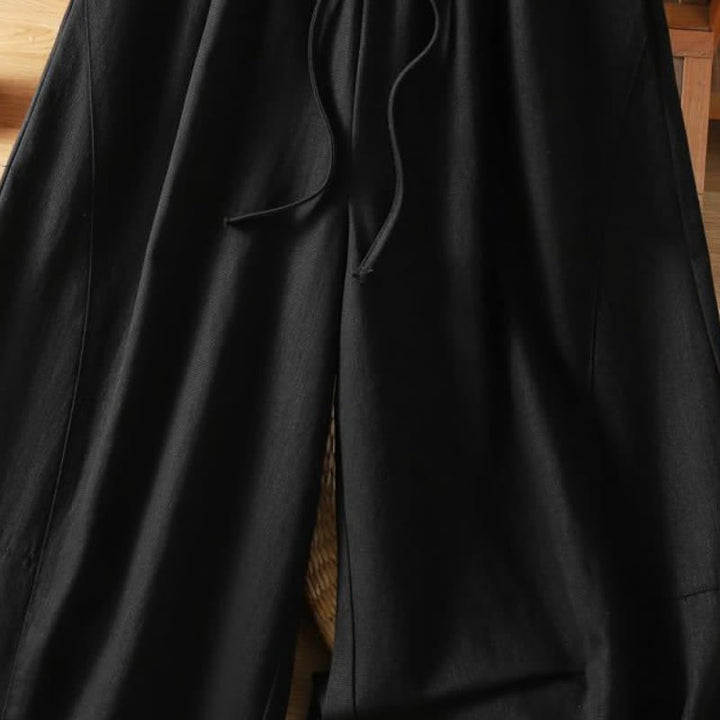 Buddha Stones Fall Casual Minimalist Drawstring Solid Ankle Pants Women's Straight Leg Pants With Pockets - image 9