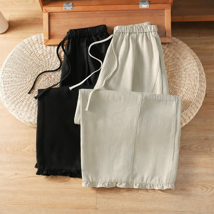 Buddha Stones Fall Casual Minimalist Drawstring Solid Ankle Pants Women's Straight Leg Pants With Pockets - image 13