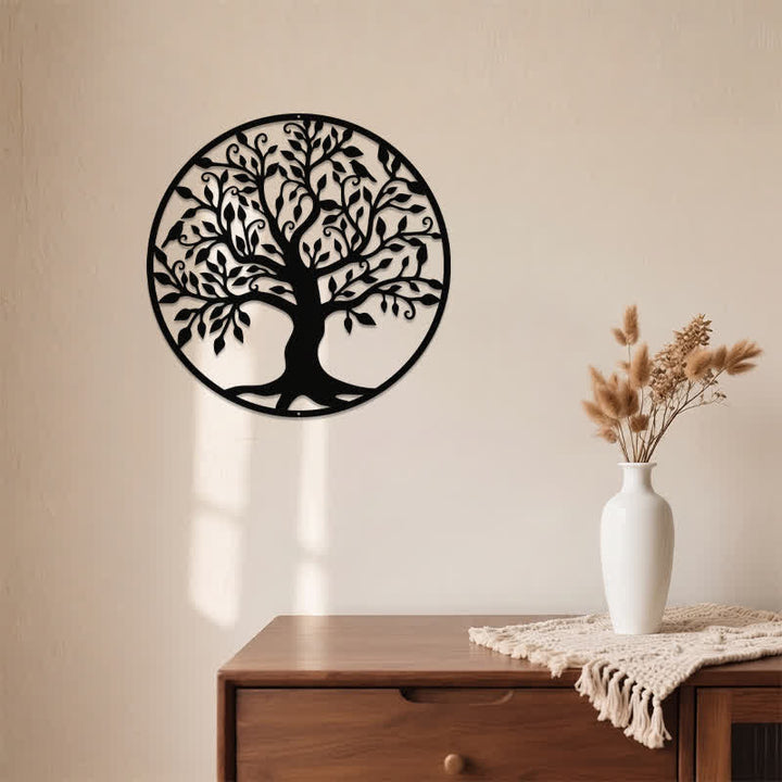 Buddha Stones Round Metal Tree of Life Unity Meaningful Symbols Wall Art - image 3