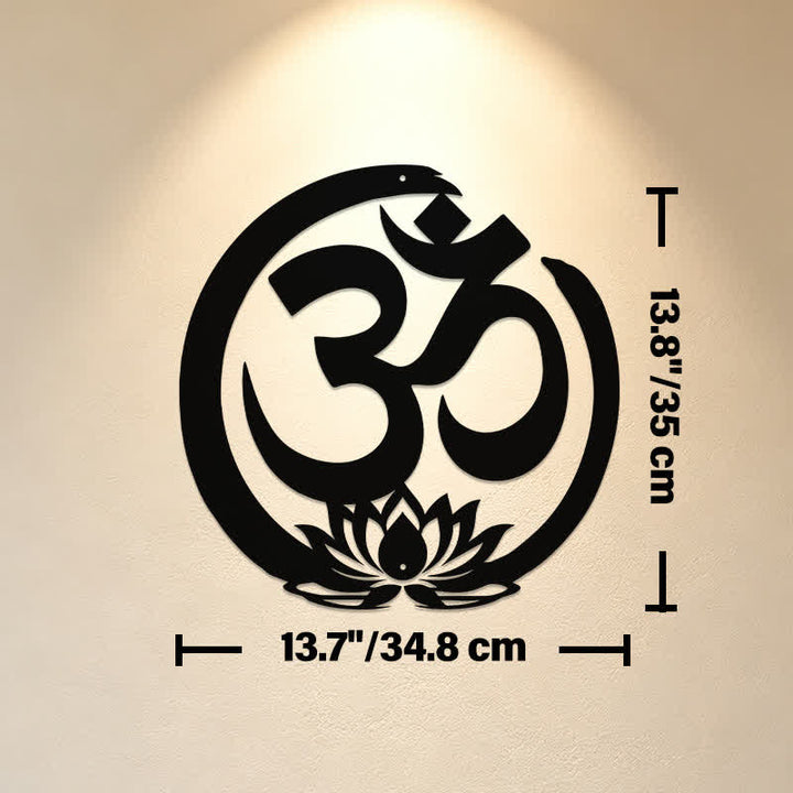 Buddha Stones Sacred OM Lotus Circle Metal Meaningful Symbols Wall Art - Approx. 34.8cm x 35cm x 0.1cm / 13.70in x 13.78in x 0.04in - image 6