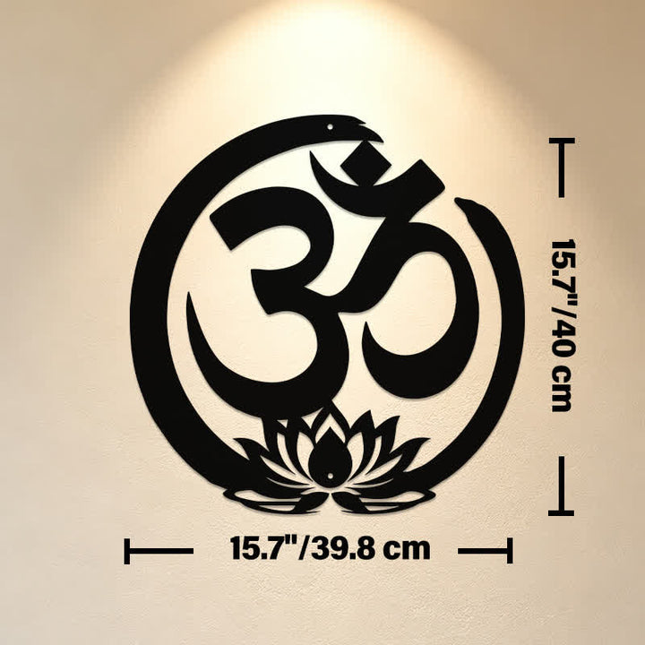 Buddha Stones Sacred OM Lotus Circle Metal Meaningful Symbols Wall Art - Approx. 39.8cm x 40cm x 0.1cm / 15.67in x 15.75in x 0.04in - image 8