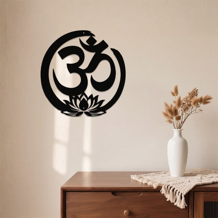 Buddha Stones Sacred OM Lotus Circle Metal Meaningful Symbols Wall Art - image 3