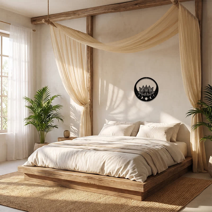 Buddha Stones Round Metal Lotus Moon Phase Purity Meaningful Symbols Wall Art - image 9