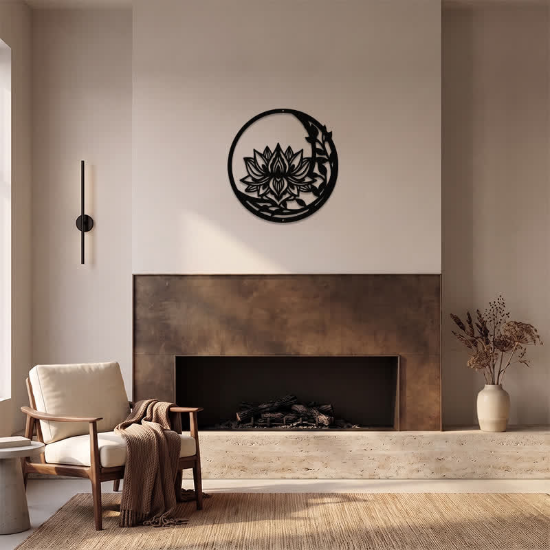 Buddha Stones Round Lotus Purity Metal Meaningful Symbols Wall Art - image 11