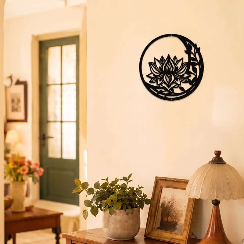 Buddha Stones Round Lotus Purity Metal Meaningful Symbols Wall Art - image 7