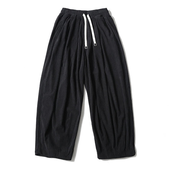 Buddha Stones Fall Winter Casual Drawstring Solid Ankle Pants Corduroy Men's Straight Leg Pants With Pockets - Black - Fleece Lined - US/UK/AU46，EU56 (5XL) - image 6
