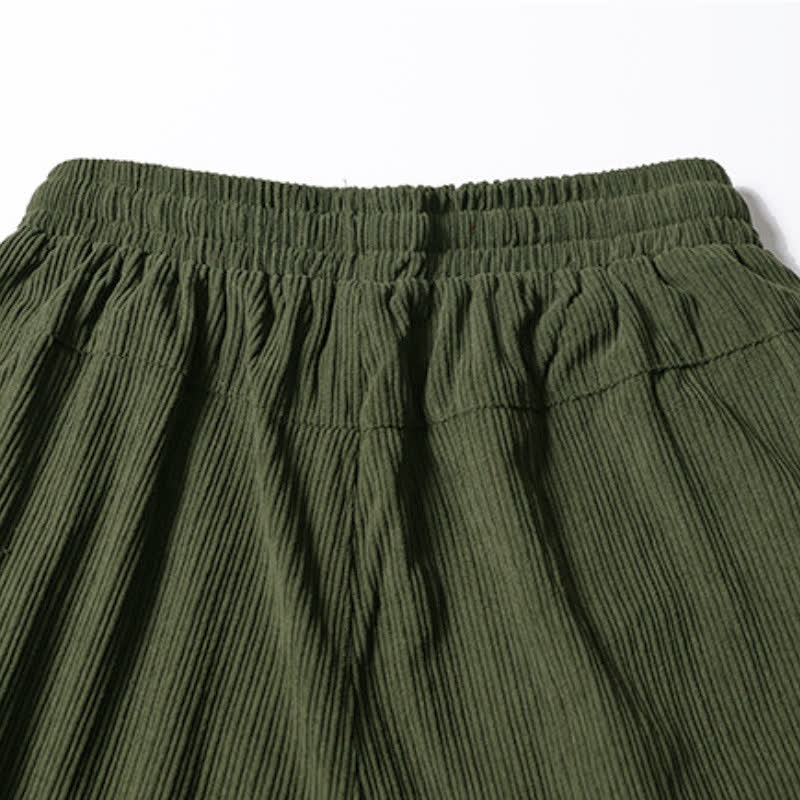 Buddha Stones Fall Winter Casual Drawstring Solid Ankle Pants Corduroy Men's Straight Leg Pants With Pockets - image 4