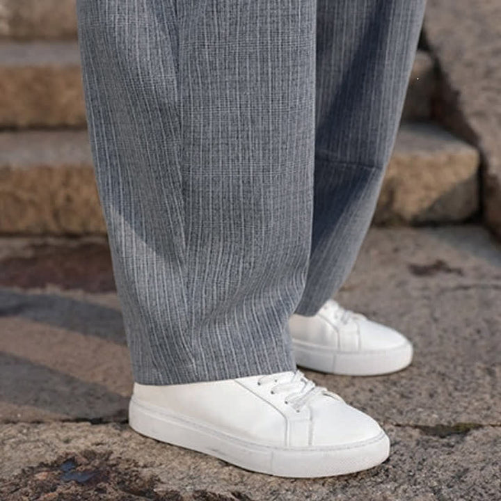 Buddha Stones Spring Fall Minimalist Casual Drawstring Solid Ankle Pants Men's Straight Leg Pants With Pockets - image 17