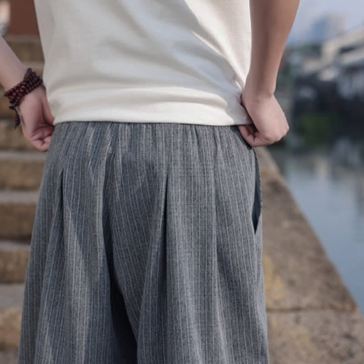 Buddha Stones Spring Fall Minimalist Casual Drawstring Solid Ankle Pants Men's Straight Leg Pants With Pockets - image 16