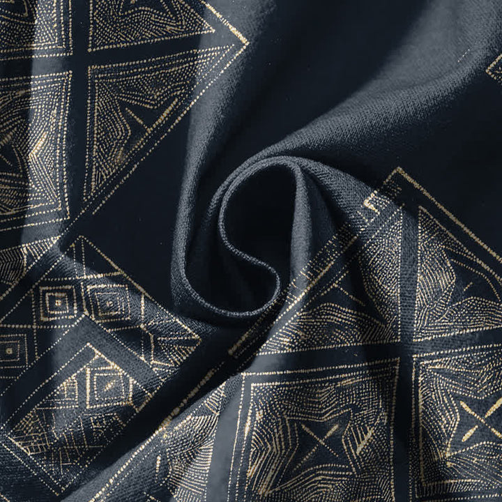 Buddha Stones Pure Cotton Ethnic Lattice Pattern Drawstring Men's Harem Pants With Pockets - image 5