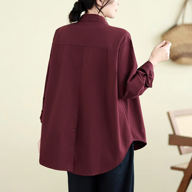 Buddha Stones Fall Casual Minimalist Button-Up Solid Cotton Women's Jacket With Pocket - image 14