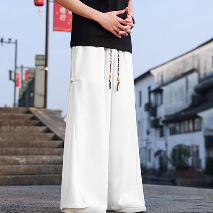 Buddha Stones Spring Fall Casual Tang Style Drawstring Solid Long Pants Men's Straight Leg Pants With Pocket - image 21