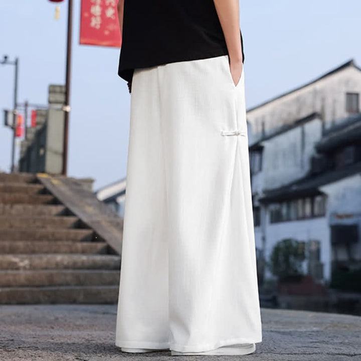 Buddha Stones Spring Fall Casual Tang Style Drawstring Solid Long Pants Men's Straight Leg Pants With Pocket - image 20