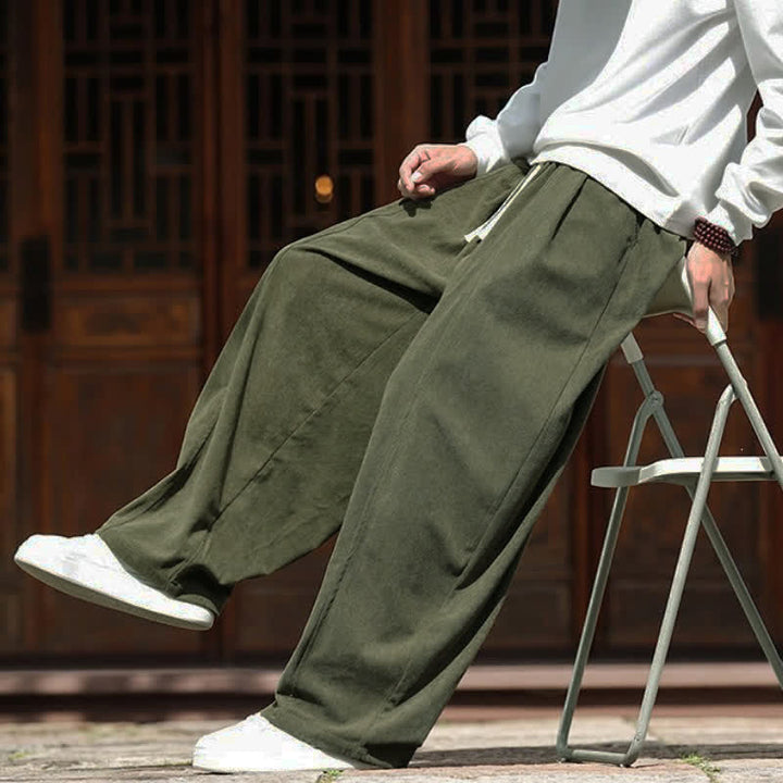Buddha Stones Spring Fall Casual Minimalist Drawstring Solid Ankle Pants Corduroy Men's Straight Leg Pants With Pockets - image 25