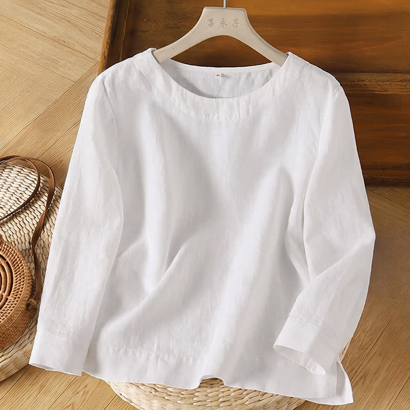 Buddha Stones Spring Fall Casual Crew Neck Design Cotton Women's Long Sleeve T-Shirt - White - US14，UK/AU18，EU46 (2XL) - image 12