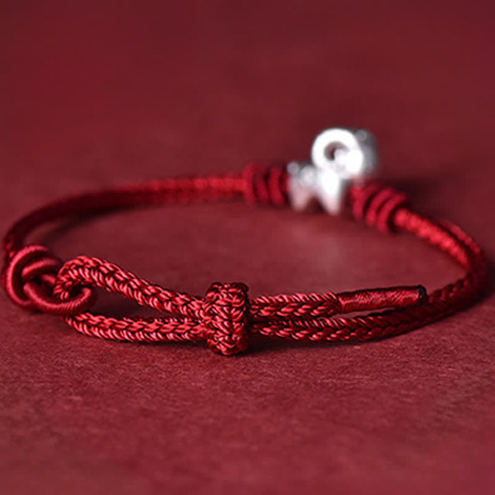 Buddha Stones Red String 999 Sterling Silver Goat Protection Bracelet - image 1