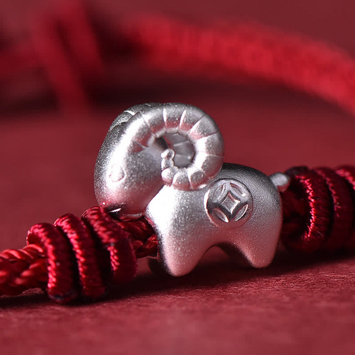 Buddha Stones Red String 999 Sterling Silver Goat Protection Bracelet - image 13