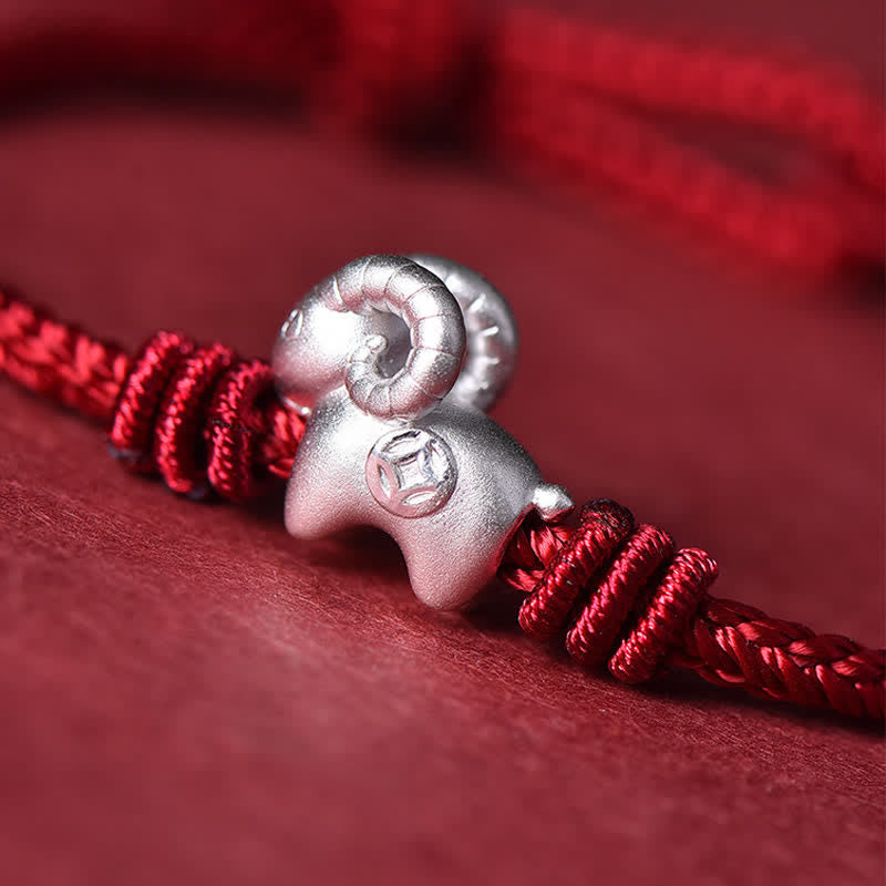 Buddha Stones Red String 999 Sterling Silver Goat Protection Bracelet - image 12