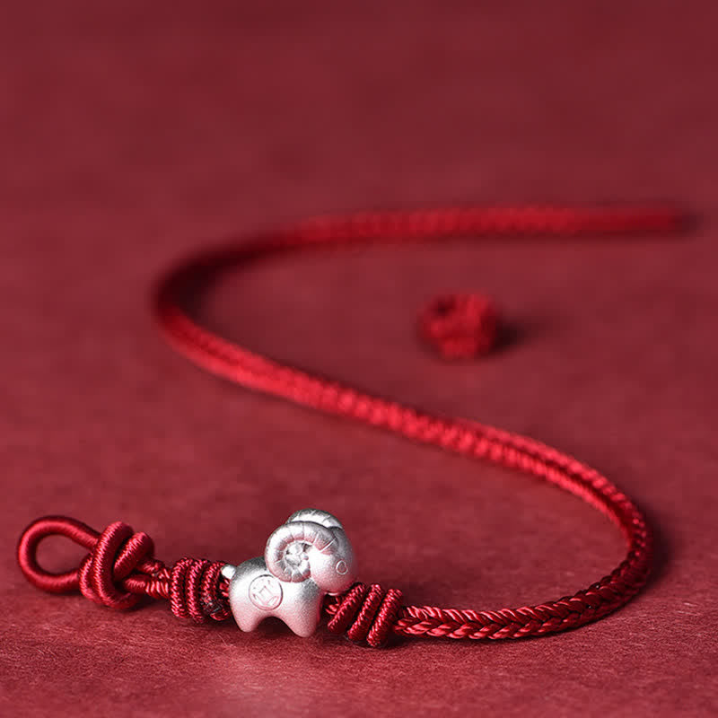 Buddha Stones Red String 999 Sterling Silver Goat Protection Bracelet - image 11