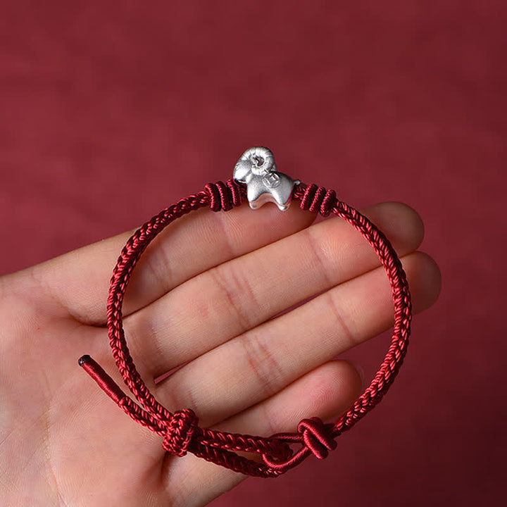Buddha Stones Red String 999 Sterling Silver Goat Protection Bracelet - image 2